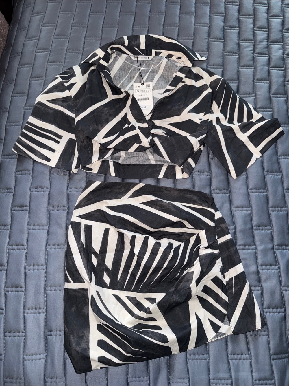 Zara Black & White Geometric Mini Two-Piece Set